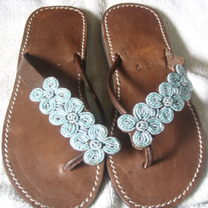 Kenyan Sandals, buy handmade beaded swahili leather sandals from Kenya